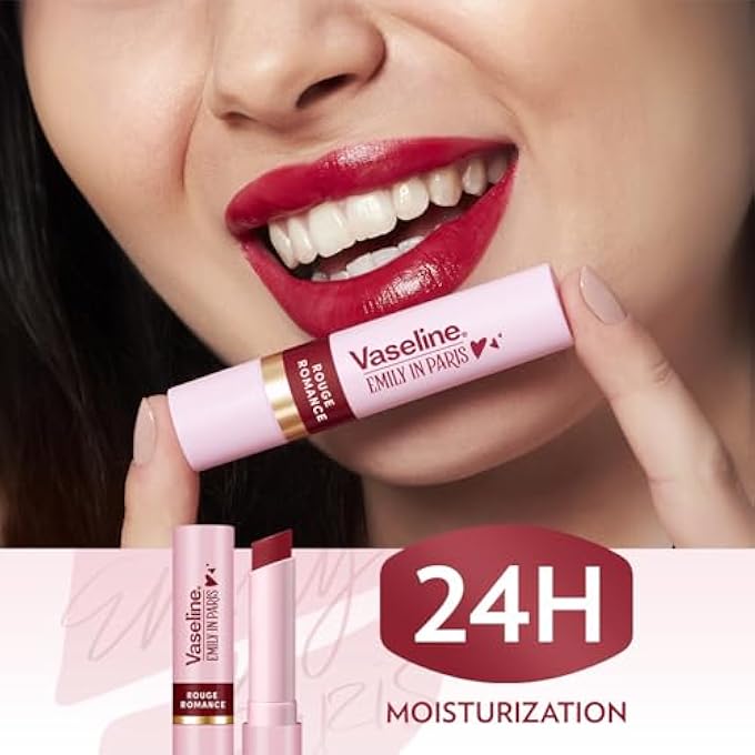 Vaseline X EMILY IN PARIS, LIMITED EDITION ROUGE ROMANCE, RED TINTED LIP BALM STICK, UP TO 24-HR MOISTURIZATION, 3G - Image 3